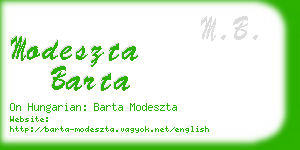 modeszta barta business card